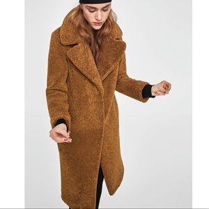 Zara teddy bear caramel faux shearling jacket sz S